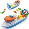 Toyland® Barca da pesca colorata da 40cm (16) con 4 pesciolini in plastica | Giocattolo acquatico galleggiante per bambini, Dai 3 anni in su, porte mobili, amo da pesca