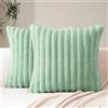 JOTOM 2 Pezzi Doppio Lato Federe Cuscini in Lana Corta Velluto Copricuscini A Strisce Morbido Decorativo Fodere per Cuscino per Divano Camera da Letto 45x45 cm(Verde Salvia)