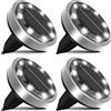 nipify Luci Solari da Giardino, 4 Pezzi Lampade Solari da Giardino da Terra 8 LEDs Sepolta Faretti da Giardino Impermeabile per Esterno, Prato, Scala, Vialetto (Bianco Freddo)