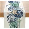 Avoik Runner da tavola con conchiglie a tema oceano tropicale, decorazione per cucina, sala da pranzo, feste, vacanze, decorazione per la casa, 33 x 183 cm, azzurro