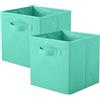 powerking Contenitori portaoggetti, confezione da 2 cubi pieghevoli in tessuto e organizer per cassetti per armadio e giocattoli, verde menta