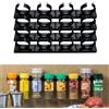 Your Day Mate 4 x 4 Clip Porta Spezie & Erbe, Organizzatore Salvaspazio per 16 Barattoli di Spezie & Erbe, per Cucina, Dispensa e Armadi, Contenitori Portaspezie Diametro 3,3-4,5 cm, Portaspezie Salvaspazio, Nero