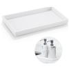 Fine jade2 Vassoio decorativo rettangolare piccolo vassoio decorativo per bagno e bagno mini vassoio in resina per candele gioielli profumo cosmetico, bianco