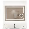 LUVODI Specchio LED da Bagno 3X Ingranditore: Retroilluminato + Frontale Luce 60x80cm Specchio Rettangolare led da Trucco, 3 Touch Dimmerabile, Antiappanamento, IP56, Orizzontale Verticale