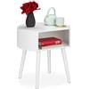 Relaxdays Tavolino Basso da Salotto, Tavolo Rotondo con Vano Portaoggetti, Gambe in Legno, HLP 47,5 x 46 x 40 cm, Bianco, Pannelli MDF