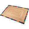 DRW Tappeto di iuta naturale con bordi rotondi multicolore 170x120x1 cm