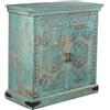 DRW Mobile d'ingresso con armadietto, Stile Orientale, con 2 Ante Decorate con Mandala, in Legno, Blu, 90 x 40 x 90 cm, Tessuto, Rosso, Medidas: 88.5x72x102.5 cm