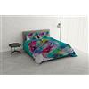 Italian Bed Linen KI-OSA Parure copripiumino con stampa digitale, 100% Morbido cotone, Made in italy, Matrimoniale, KIO-608