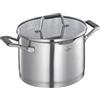 Küchenprofi COOK BOLOGNA - Pentola in acciaio inox con coperchio in vetro di sicurezza, adatta a induzione, versatore, pentola con filtro fine e grossolano, fondo multistrato, Ø 20 cm