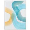 DRW Quadro tela astratta con cornice in legno in bianco, blu e giallo 90x6x120 cm