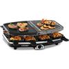 Cloer 6435 Griglia per Raclette con Piastra in Pietra Naturale e in Alluminio Pressofuso, 1200 W, padelline con rivestimento antiaderente