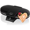 Cloer 1320 Doppia Piastra per Waffle per 2 Waffle Classici, 1200 W, dimensione di cialda 15,5 cm, spia di controllo, corpo in metallo verniciato nero