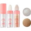 ROSPRETTY Polvere Glitter per Capelli e Corpo, Polvere di fata, Polvere Glitter per Capelli e Corpo ROSPRETTY 2pcs, Evidenziare Cipria per il viso Fard ad alta luce Sparkly Fard, Bianco+Bronzo