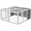 PawHut Conigliera da Esterno e Interno con Tetto Apribile, Gabbia per 2-4 Conigli in Legno e Metallo, Grigia 120x120x60cm