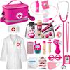 EFO SHM Valigetta Dottore Bambini 34 Pezzi - Kit Medico Giocattolo con Vero Stetoscopio e Camice, Borsa Portatile, Gioco di Ruolo Educativo, Idea Regalo 3 4 5 6 Anni