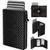 dwnkove Portafoglio Uomo Slim, Porta Carte di Credito Uomo con Chiusura Magnetica e Portamonete, Portafoglio uomo Pelle Fibra di Carbonio, Portacarte Uomo pop-up per 9-14 carte, Finestra ID, Slot per contanti