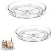 ANYUANKW 2 Pezzi Organizer Girevole Rotante Lazy Susan 360°Trasparente Piatto Girevole Porta Per Cucina Dispensa Armadietto Bagno Spezie Frutta Snack