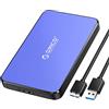 ORICO Case Hard Disk 2.5, USB 3.1 Gen 2 Case HDD 2.5 SATA I II III per 7mm e 9,5 mm HDD/SSD, Supporto UASP, Tool Free Case SSD Con cavo USB A a USB C (2588C3, Blu)