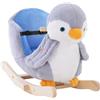 HOMCOM Cavallo a Dondolo a Pinguino in Peluche con 32 Musiche e Cintura di Sicurezza, Età 18 Mesi