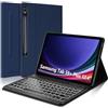 JADEMALL Custodia con Tastiera per Samsung Tab S9 FE Plus/S9 FE+ 12.4 2023, Italiano QWERTY Tastiera Retroilluminata Bluetooth Magnetica Staccabile per Samsung Tab S9 FE Plus 12.4, Blu