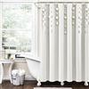 Lush Decor Tenda da doccia in lino con nappa, stile boho, 182,9 x 183,9 cm, bianco sporco
