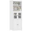 HOMCOM Mobile Dispensa con 2 Ripiani Aperti e 2 Armadietti con Ante, in MDF e Vetro, 60x30x162 cm, Bianco