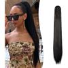 Gairyan 60cm Coda Finta Capelli Extension Lisci con Pinza Posticci per Capelli Sintetici Extension Coda Capelli Lunghi Clip Coda di Cavallo Claw Ponytail Parrucchino Naturale per Donna, Jet Nero