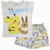 Pokémon Pikachu & Eevee Maniche a Balze Ragazze 100% Cotone Set Pigiama Corto 5-6 Anni