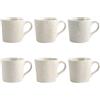 H&H Silhouette - Set 6 Tazzine da Caffè 80 ml in Stoneware, Bianco con Decorazioni in Rilievo, Pattern Floreali e Geometrici, Design Elegante e Robusto