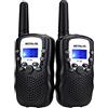 Retevis RT388 Walkie Talkie Bambini, Ricetrasmittenti Bambini, PMR446 8 Canali Display LCD VOX Torcia, Walkie Talkie Giocattolo Regalo per Campeggio, Giardino, Avventura (Nero,1 Coppia)