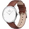 Nordgreen orologio di design scandinavo - analogico al quarzo, argento/oro, cinturini in pelle/rete intercambiabili, elegante, unisex, resistente all'acqua, moderno, modello Native