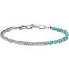 GAVU Bracciale Uomo Pietre e Acciaio, Bracciale Perle di Turchese Sintetico Uomo