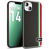 CUSTOMIZZA - Custodia cover nera morbida in tpu compatibile per iPhone 14 effetto fibra di carbonio bandiera Italia made in Italy