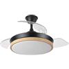 Eden pulse Ventilatore nero e faggio, 3 pale pieghevoli 6 velocità, LED integrato 3 temperature, 32/47x40/91 cm