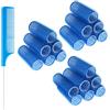 Sibba 18 Bigodini con 1 Pettine Bigodini Autoadesivi Senza Calore Bigodini Per Capelli Lunghi e Medi (Blu 20 mm)