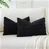 JOTOM Set Di 2 Fodere In Velluto a coste Morbido Solido Fodere Di Cuscino Decorativo Cuscino Fodere Per Cuscini Da Letto Per La Decorazione Della Casa Per Divano Camera Da Letto 40x60 cm(Nero)