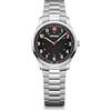 WENGER Orologio da polso da donna City Ø 34 mm, Swiss Made, analogico al quarzo, impermeabile, cinturino in acciaio inox, nero/argento, Bracciale