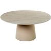 DRW Tavolino Rotondo in Ceramica con Base in Metallo Beige 80x80x38 cm
