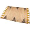 DRW Tappeto in iuta con triangoli in naturale, nero e giallo 100x60x1 cm