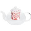 Avilia Teiera con Infusore con Rete Metallica per Tè e Tisane Calde - Teiera con Infusore Ideale per l'Inverno, in Ceramica, 7L, Bianco e Rosso