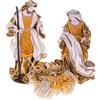 Magie di Natale Natività completa per presepe in tessuto set da 3 statue decorazione natalizia h 36 cm (Oro e Crema)