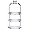 PASABAHCE Patisserie Basic Set 3 Contenitori con Cupola Impilabili, Vetro, Trasparente, 12x26 Cm