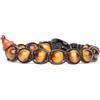 Tamashii bracciale 1 giro originale tibetano realizzato con pietra occhio di tigre da 8 mm e cordoncino nero.Unisex.Tg unica.BLACKS900-214
