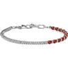 GAVU Bracciale Uomo Pietre Naturali e Acciaio Inox, Bracciale Perline di Diaspro Rosso da Uomo