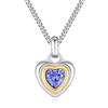 GAVU Collana Donna Acciaio Inossidabile, Collana da Donna con Ciondolo Cuore di Zaffiro Zircone Cubico Pietra Natale di Settembre