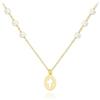 Turmalina by martina, Collana Prima Comunione in Argento Sterling 925 Placcato Oro con Croce e Perle, 35 cm con Estensore di 3 cm