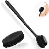 Pyroclasia 2 Pezzi Spazzola Schiena Doccia con Manico Lungo Spugna Silicone Corpo Nero Body Back Scrubber Lavaschiena per Doccia Esfoliante e Massaggio