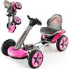 RELAX4LIFE Go-kart Elettrico da 12 V, Auto Elettrica per Bambini con Volante e Sedile Regolabili, Veicolo Pieghevole per Bambini con Luce LED e Portabicchieri Rimovibile, Carico Massimo 20KG (Rosa)