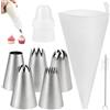 KOUHA 5 Pezzi Beccucci Sac a Poche Professionali, Beccucci in Acciaio Inox, Bocchette Sac a Poche, Beccuccio Sacca a Poche Grandi per Decorare Torte Dolci Cupcakes Biscotti