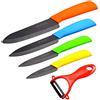 Wolf War Set di coltelli in Ceramica, 4 Coltelli Ceramica e 1 Pelapatate (6'' Coltello da Cucina, 5'' Coltello Multiuso, 4'' Coltello da Frutta, 3'' Coltello di Sbucciatura) affilato e Leggero